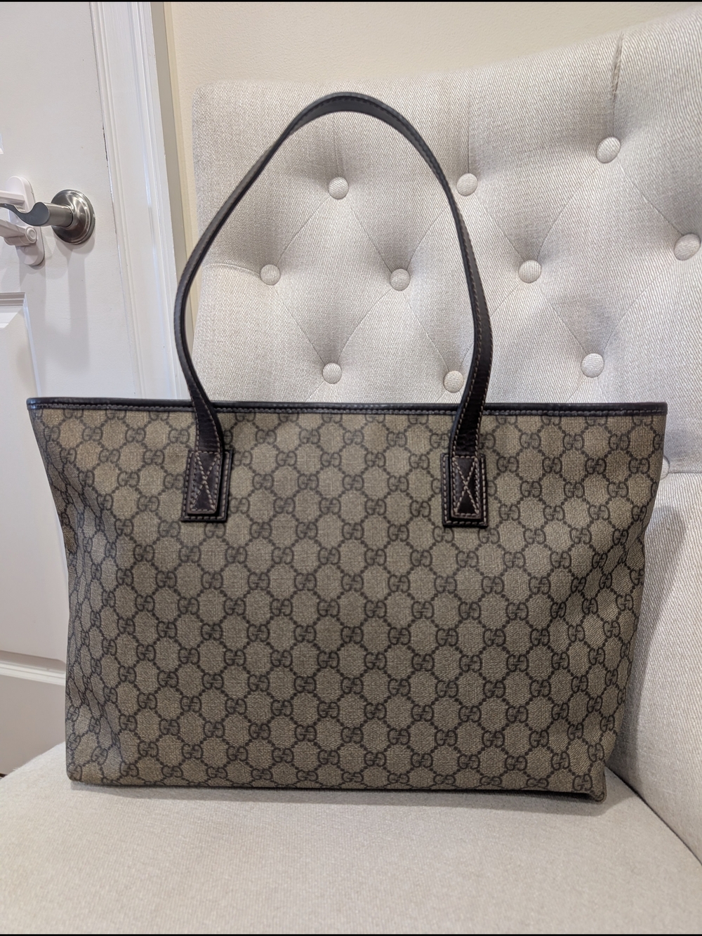 Gucci Monogram Canvas Tote in Beige/Brown - Picture 10 of 13